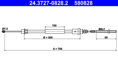 Cable Pull, parking brake ATE 24.3727-0828.2