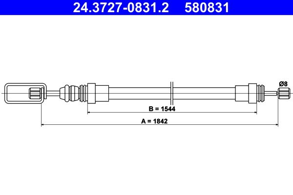 ATE 24.3727-0831.2 Cable Pull, parking brake