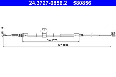 Cable Pull, parking brake ATE 24.3727-0856.2