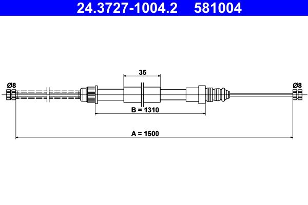 ATE 24.3727-1004.2 Cable Pull, parking brake