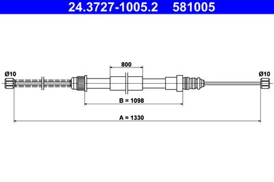 Cable Pull, parking brake ATE 24.3727-1005.2