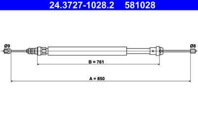 Cable Pull, parking brake ATE 24.3727-1028.2