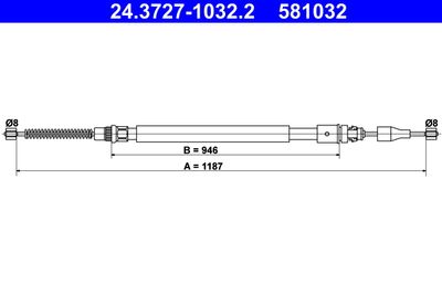 Cable Pull, parking brake ATE 24.3727-1032.2