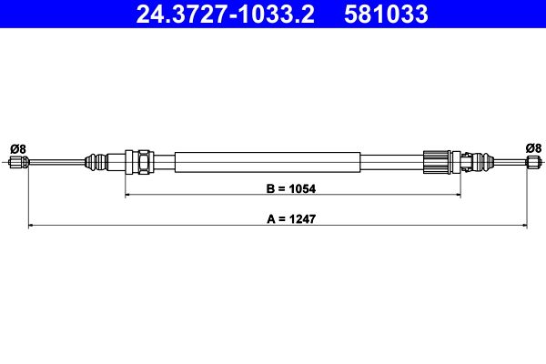 ATE 24.3727-1033.2 Cable Pull, parking brake