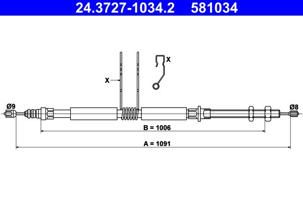 ATE 24.3727-1034.2 Cable Pull, parking brake