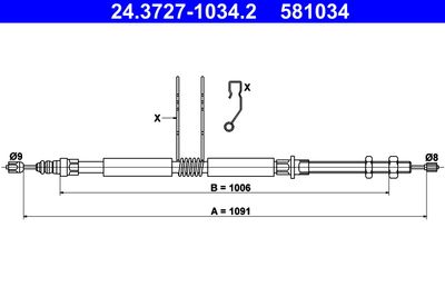 Cable Pull, parking brake ATE 24.3727-1034.2