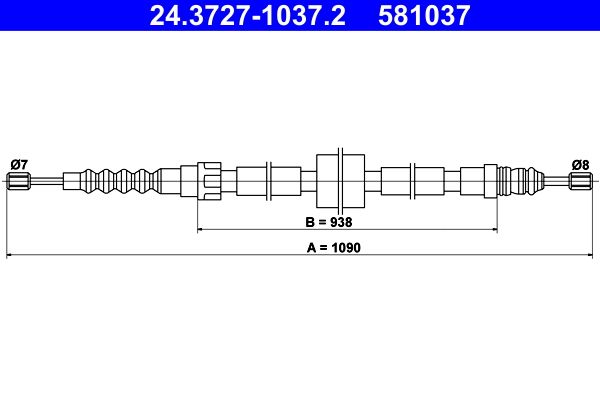 ATE 24.3727-1037.2 Cable Pull, parking brake