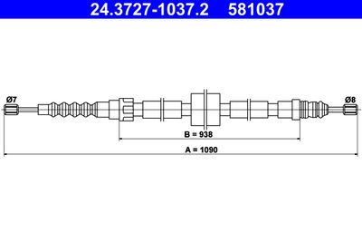 Cable Pull, parking brake ATE 24.3727-1037.2
