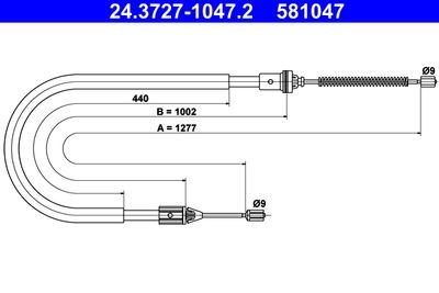 Cable Pull, parking brake ATE 24.3727-1047.2