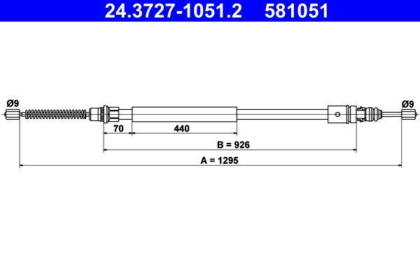 ATE 24.3727-1051.2 Cable Pull, parking brake