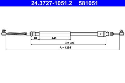 Cable Pull, parking brake ATE 24.3727-1051.2