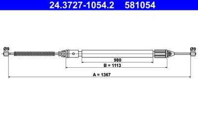 Cable Pull, parking brake ATE 24.3727-1054.2