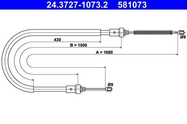 ATE 24.3727-1073.2 Cable Pull, parking brake