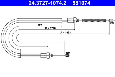 Cable Pull, parking brake ATE 24.3727-1074.2