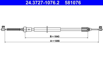 Cable Pull, parking brake ATE 24.3727-1076.2