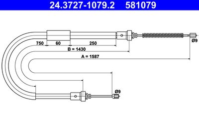 Cable Pull, parking brake ATE 24.3727-1079.2