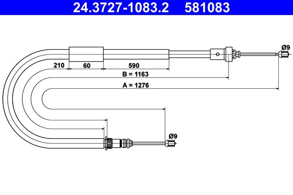 ATE 24.3727-1083.2 Cable Pull, parking brake