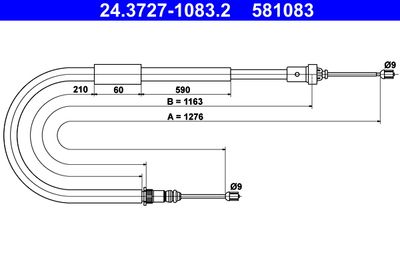 Cable Pull, parking brake ATE 24.3727-1083.2