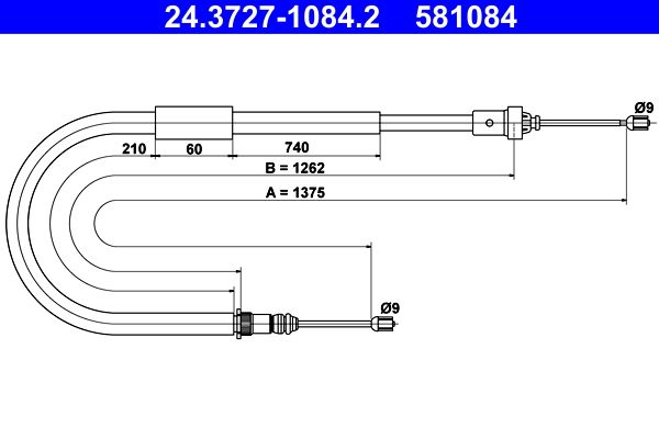 ATE 24.3727-1084.2 Cable Pull, parking brake