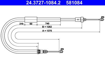 Cable Pull, parking brake ATE 24.3727-1084.2