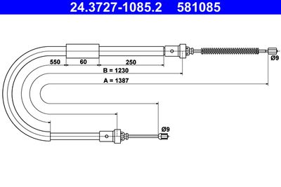Cable Pull, parking brake ATE 24.3727-1085.2