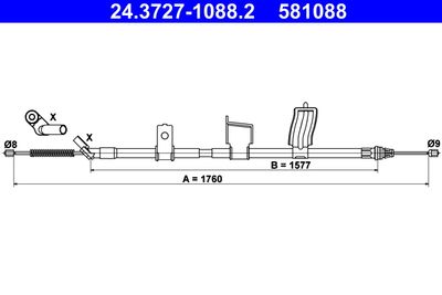 Cable Pull, parking brake ATE 24.3727-1088.2