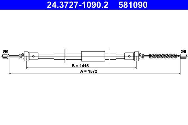 ATE 24.3727-1090.2 Cable Pull, parking brake