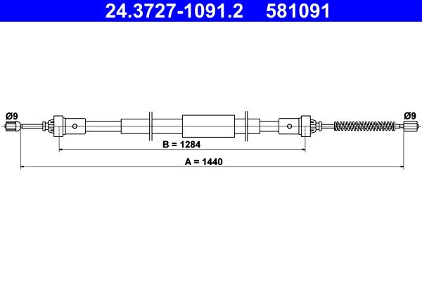 ATE 24.3727-1091.2 Cable Pull, parking brake