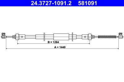 Cable Pull, parking brake ATE 24.3727-1091.2