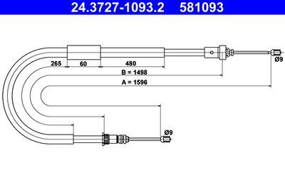 Cable Pull, parking brake ATE 24.3727-1093.2