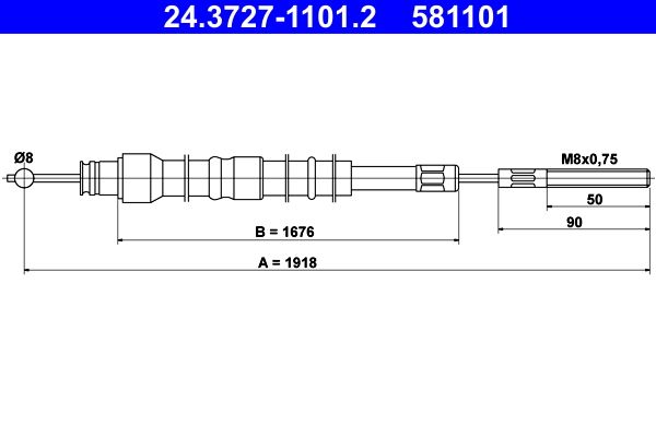 ATE 24.3727-1101.2 Cable Pull, parking brake