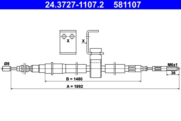 ATE 24.3727-1107.2 Cable Pull, parking brake