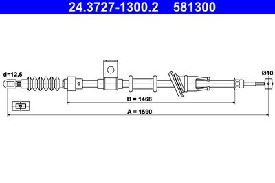 Cable Pull, parking brake ATE 24.3727-1300.2