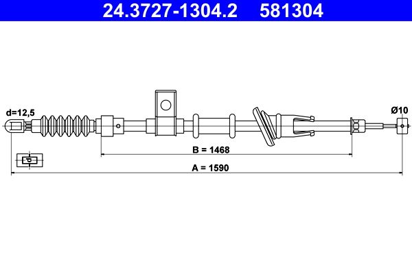 ATE 24.3727-1304.2 Cable Pull, parking brake