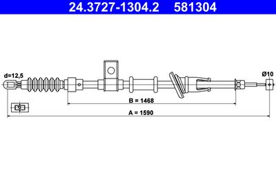 Cable Pull, parking brake ATE 24.3727-1304.2