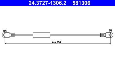 Cable Pull, parking brake ATE 24.3727-1306.2