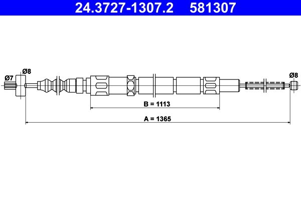 ATE 24.3727-1307.2 Cable Pull, parking brake