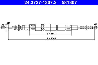 Cable Pull, parking brake ATE 24.3727-1307.2