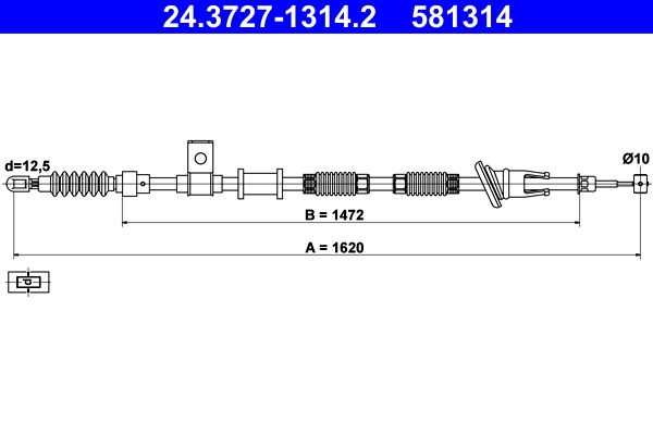 ATE 24.3727-1314.2 Cable Pull, parking brake