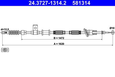 Cable Pull, parking brake ATE 24.3727-1314.2