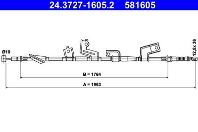 Cable Pull, parking brake ATE 24.3727-1605.2