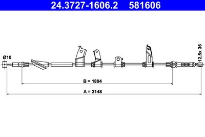 Cable Pull, parking brake ATE 24.3727-1606.2