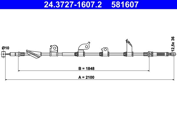ATE 24.3727-1607.2 Cable Pull, parking brake