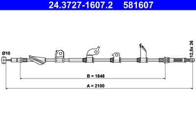 Cable Pull, parking brake ATE 24.3727-1607.2