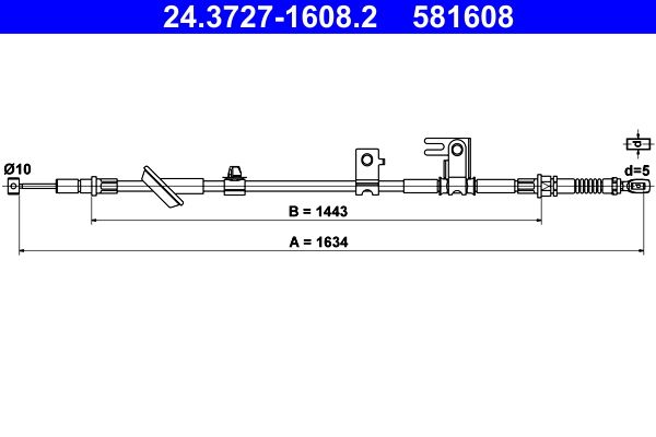 ATE 24.3727-1608.2 Cable Pull, parking brake