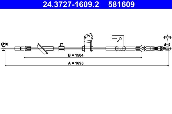 ATE 24.3727-1609.2 Cable Pull, parking brake
