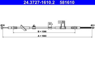 Cable Pull, parking brake ATE 24.3727-1610.2