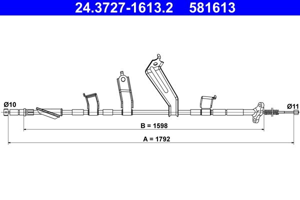 ATE 24.3727-1613.2 Cable Pull, parking brake