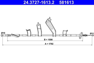 Cable Pull, parking brake ATE 24.3727-1613.2