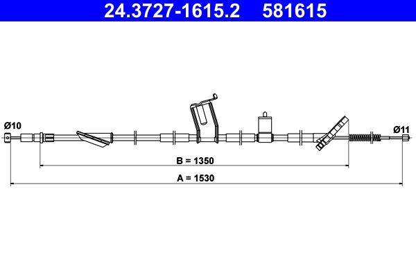 ATE 24.3727-1615.2 Cable Pull, parking brake